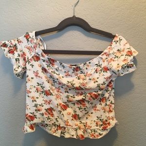 Xsmall shein floral off the shoulder crop top